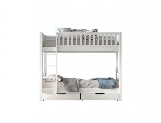 VIPACK - Lit évolutif Lit superposé 90x200 sommiers et tiroirs inclus scott - blan...