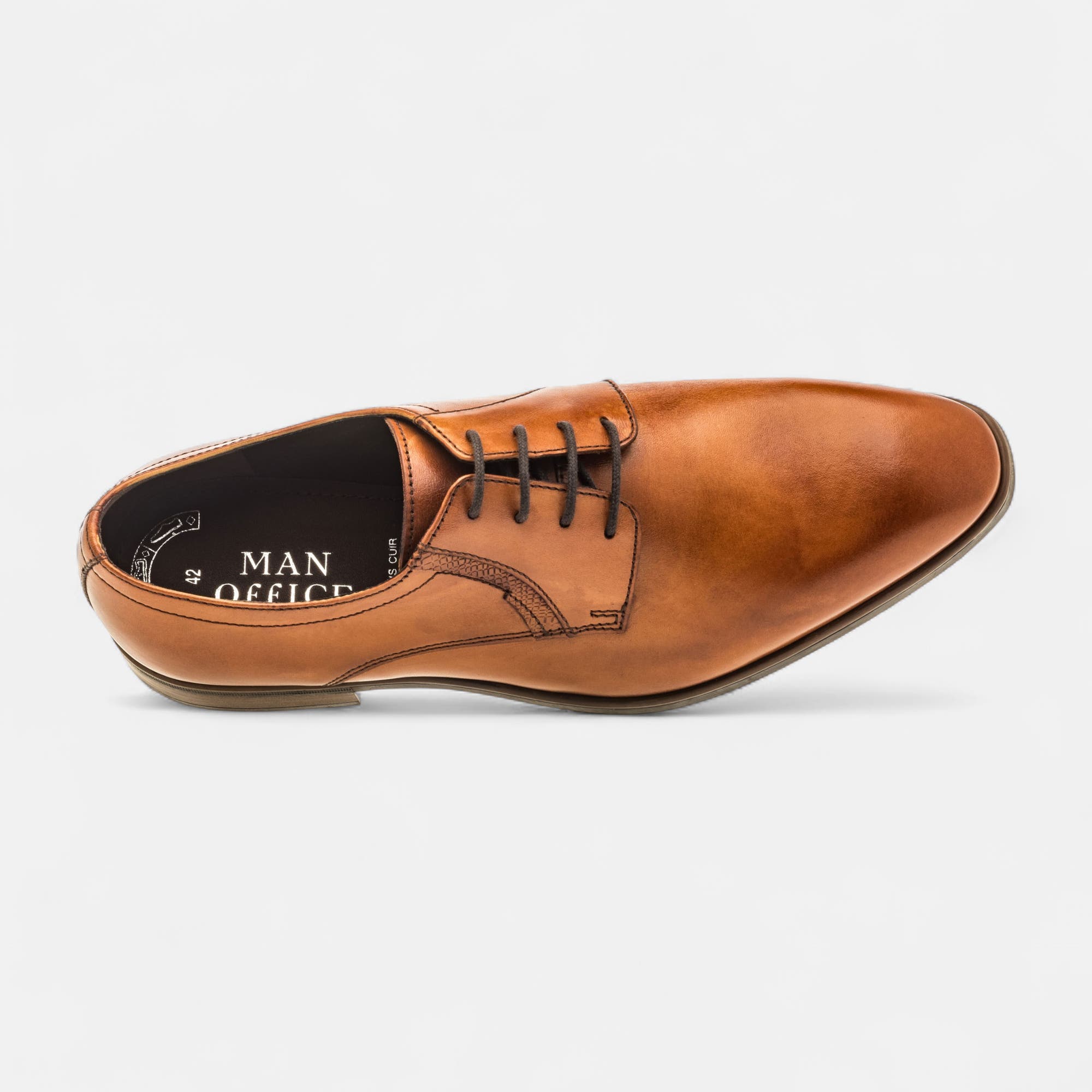 Derbies Homme en cuir cognac