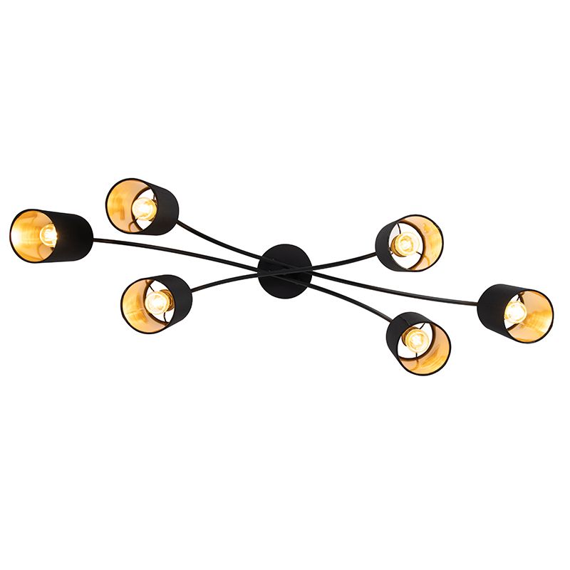 Moderne plafondlamp zwart 6-lichts - Lofty