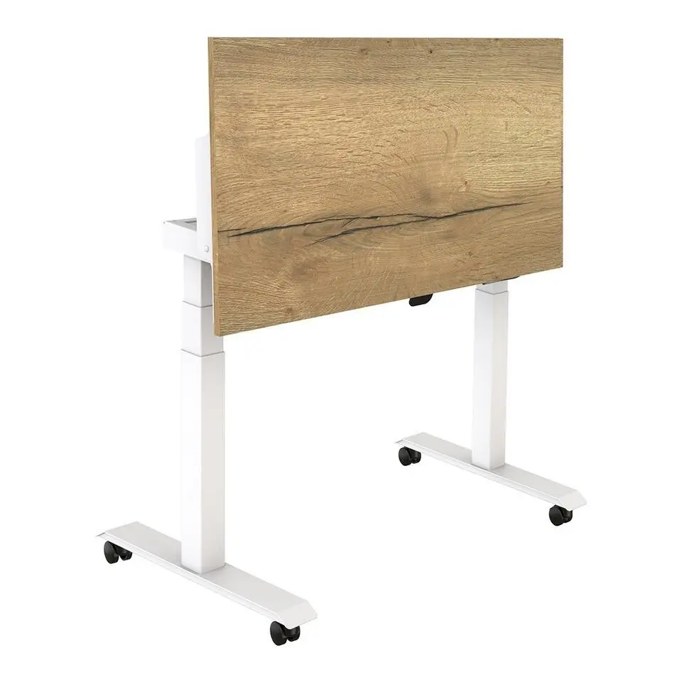 Elektrisch verstelbaar, opklapbaar en verrijdbaar bureau - 180x80 cm - Wit fram