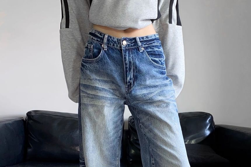Coline - High Rise Washed Wide Leg Jeans