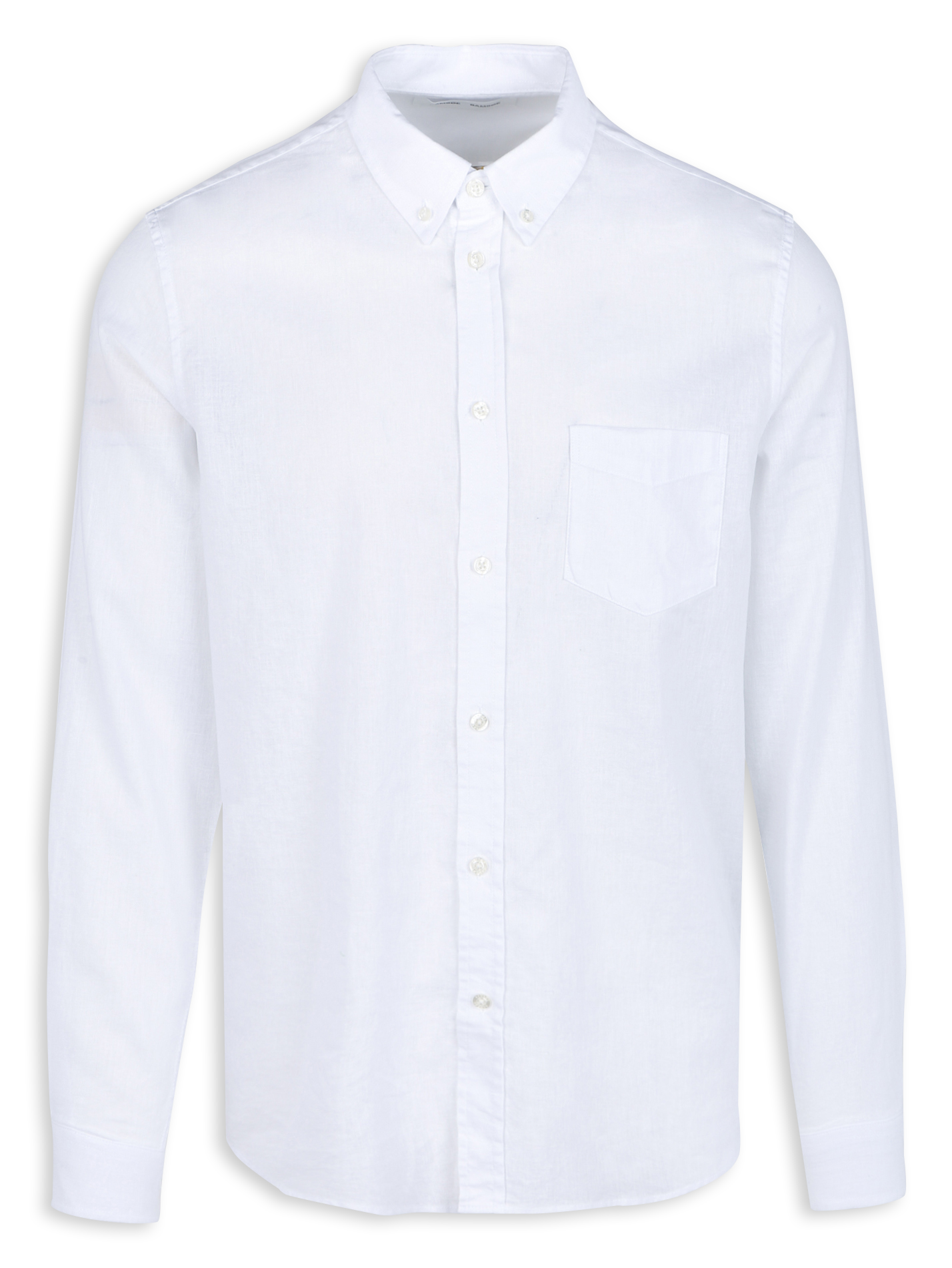 LIAM - Chemise col américain regular-fit en lin et coton | Blanc