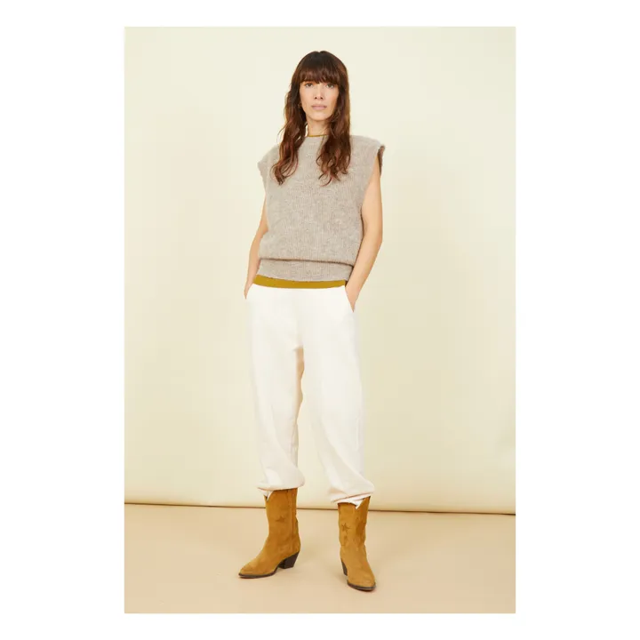 SMALLABLE BASICS Pull Femme Sans Manches Alpaga | Blanc cassé