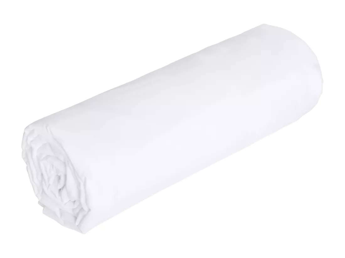 Drap housse percale de coton 80 fils/cm² - 140 x 190 cm - Bonnet 30 cm - Blanc - BELLIMI