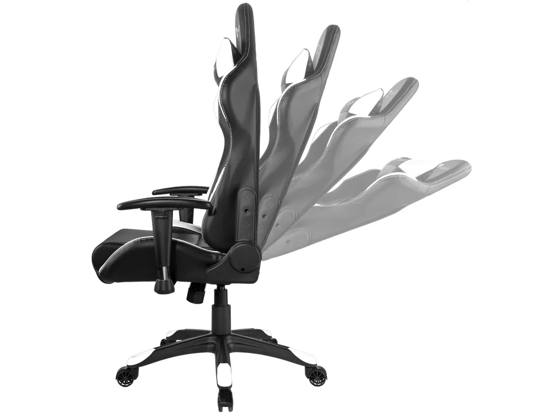 Paracon Rogue Fauteuil de gamer avec oreiller cervical et soutien lombaire, blanc.