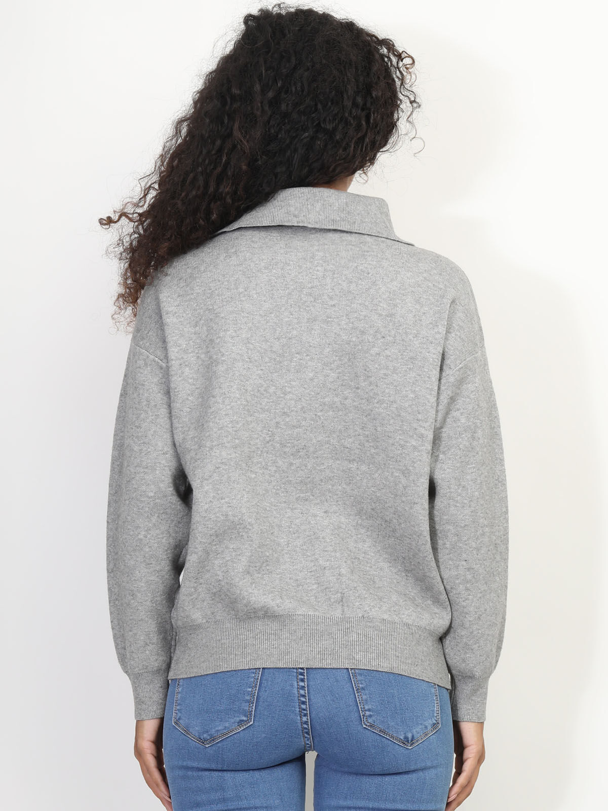 Pull à col montant zippé- Gris