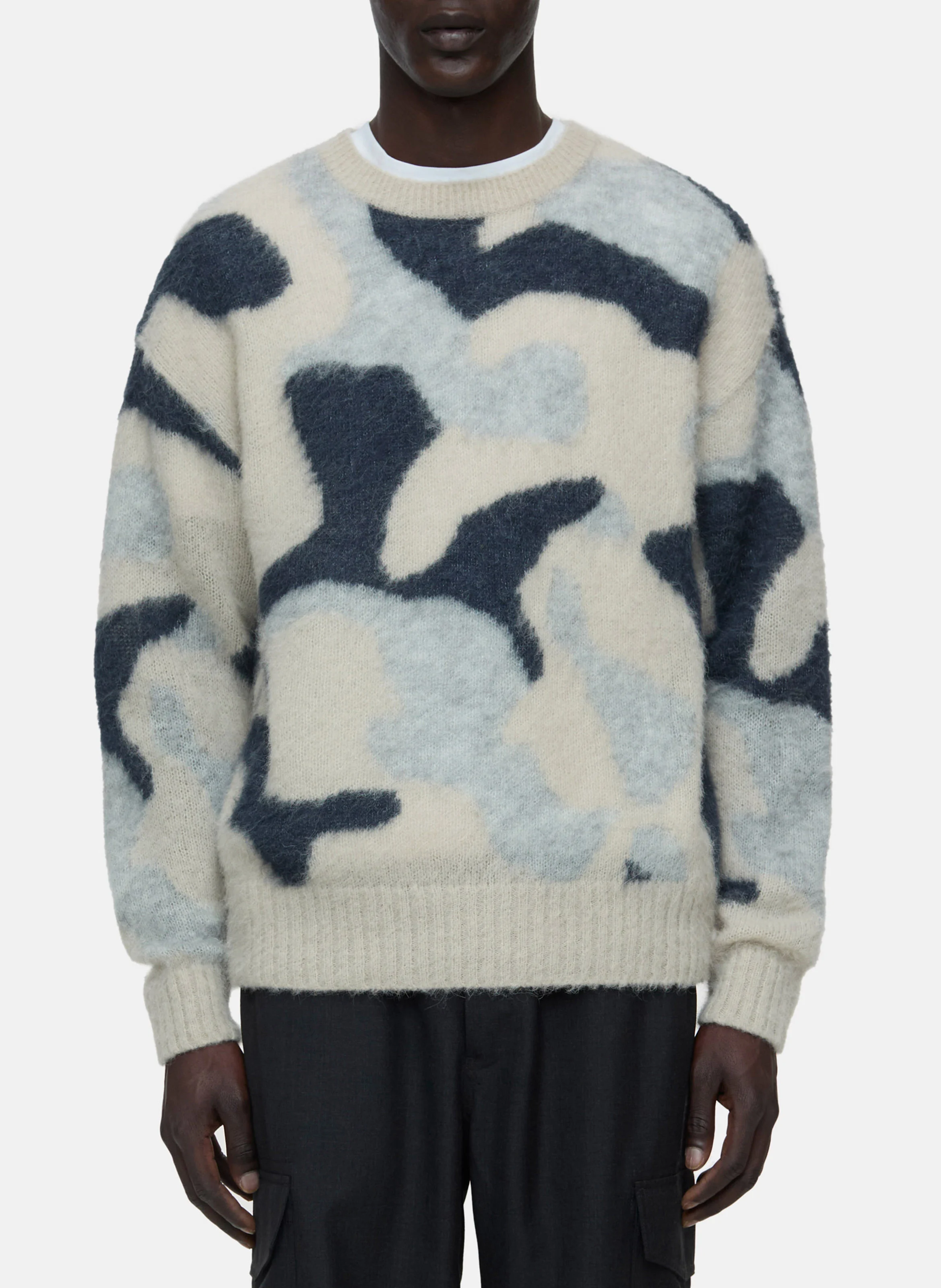 Pull imprimé en laine mélangée | Gris
