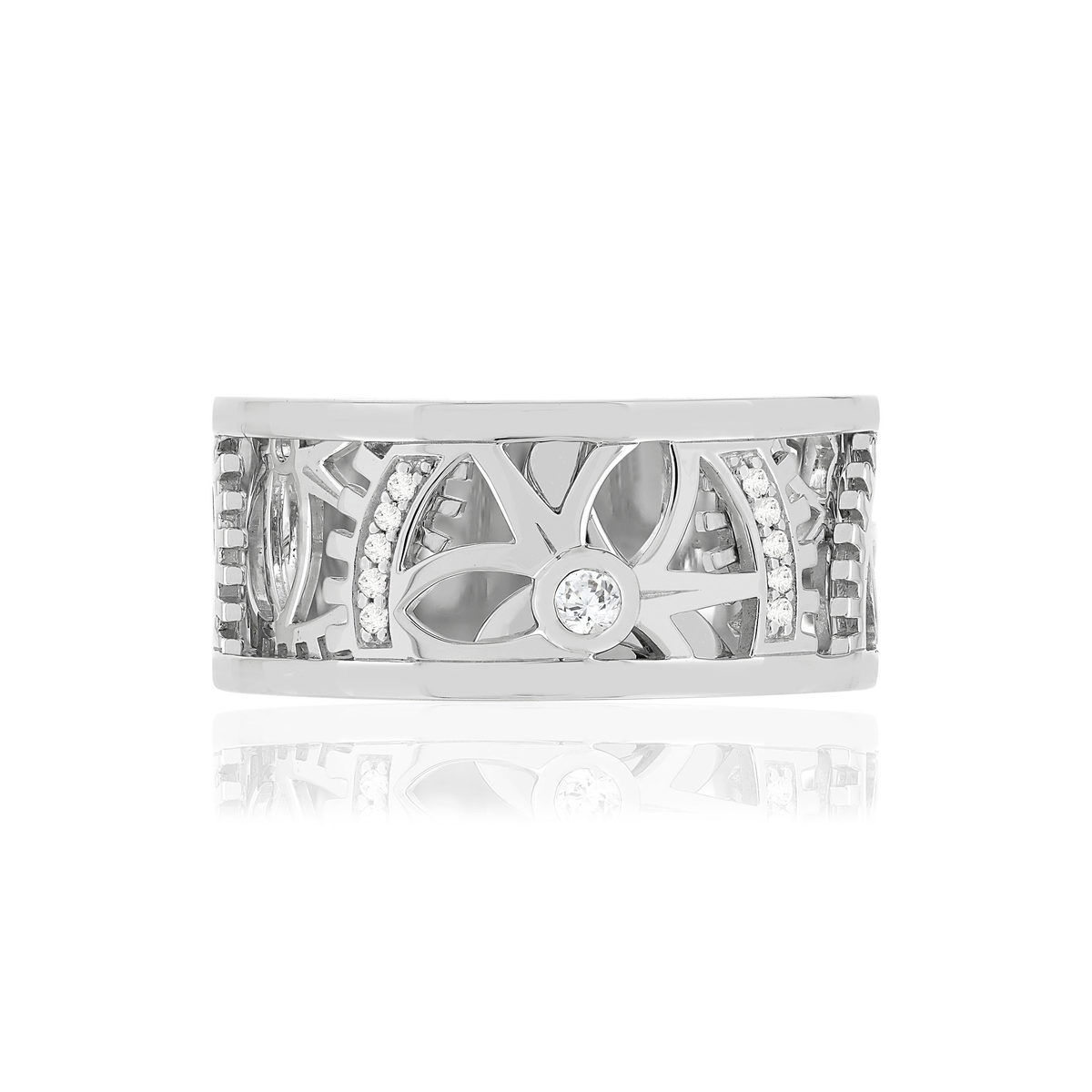 Bague or blanc 750, diamants total 6/100e de carat.