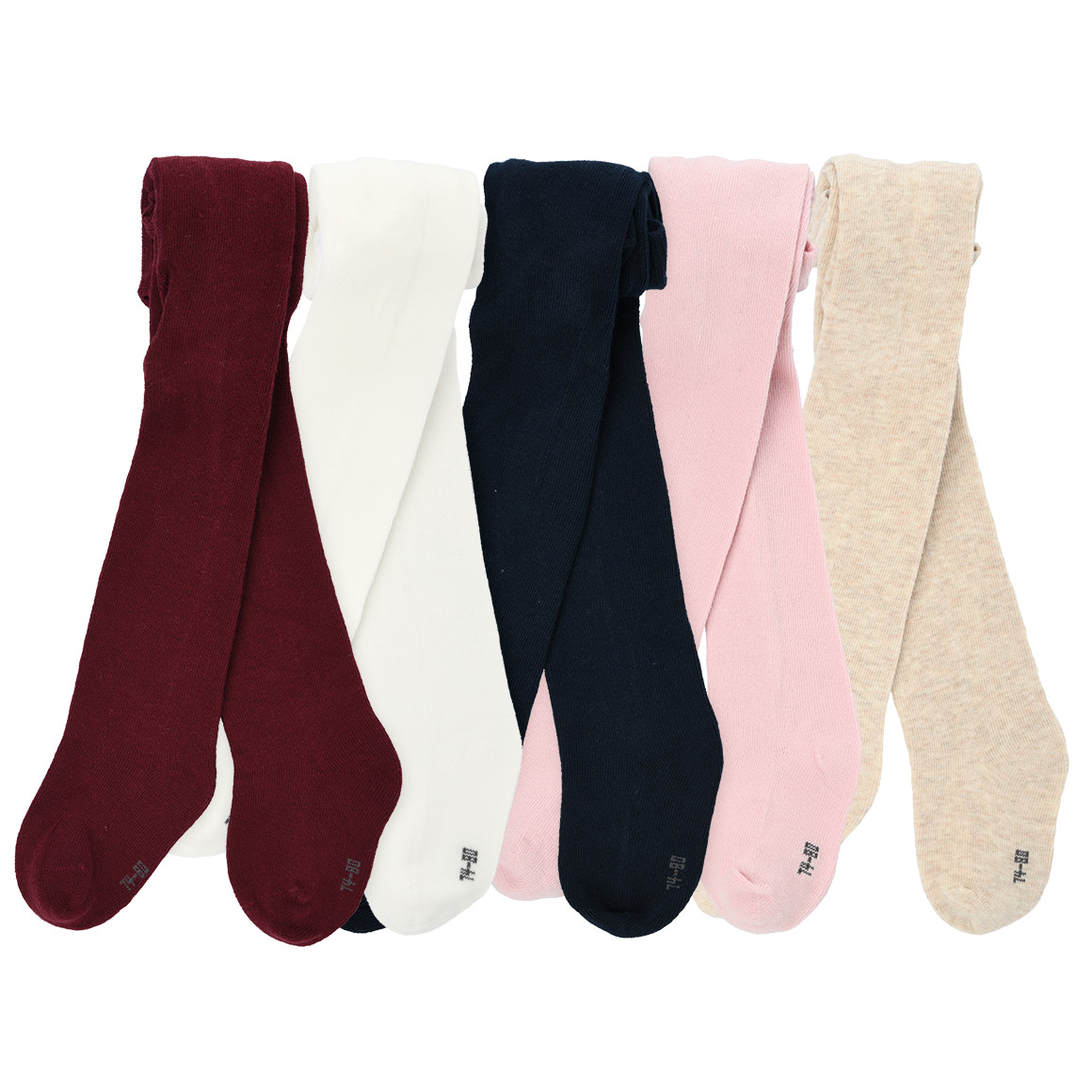 Topomini 5 Baby Strumpfhosen in verschiedenen Farben dunkelrot / rosa / dunkelblau