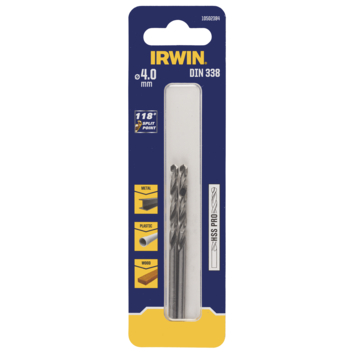 Irwin metaalboor HSS PRO 4 mm 2 stuks