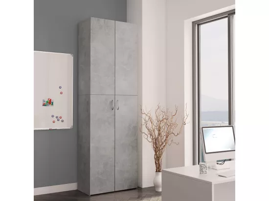 Armoire de bureau Gris béton 60x32x190 cm Bois d'ingénierie