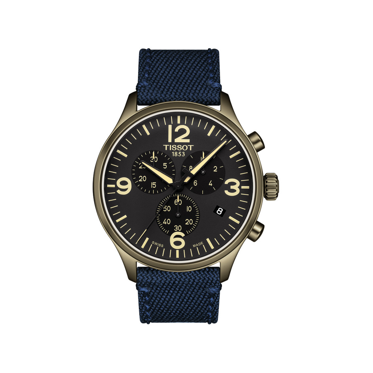 Montre Tissot homme chronographe acier Nato bleu