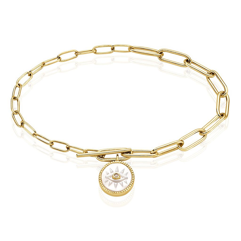 Bracelet Goddess Argent Doré Nacre Oxyde De Zirconium