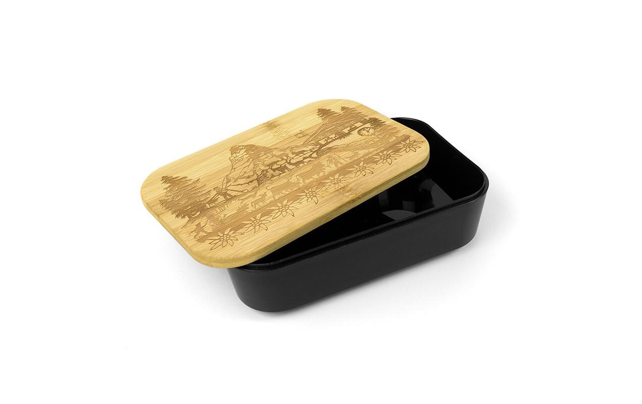 Lunchbox Swiss Tradition SchwarzBox mit Holzdeckel