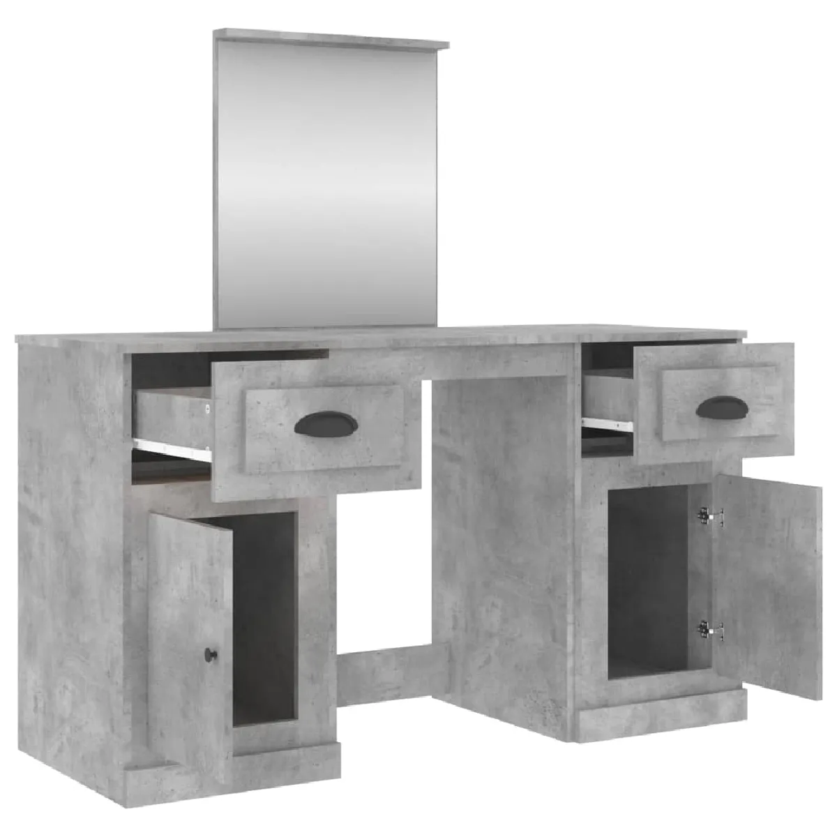 Helloshop26 Coiffeuse avec miroir - Gris béton