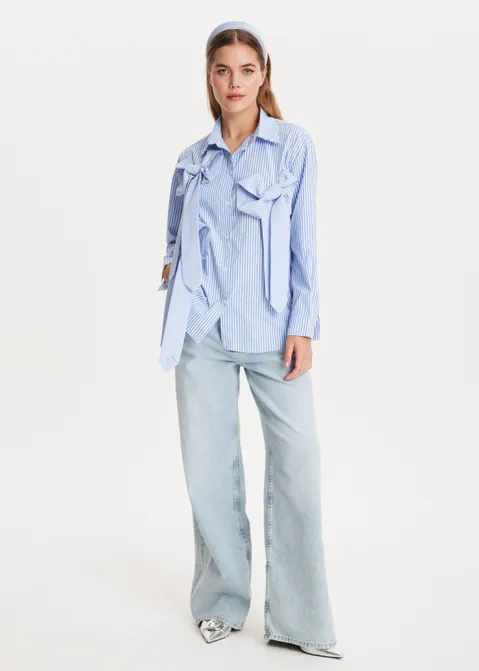 Blouse met grote strikken blauw (BLW)