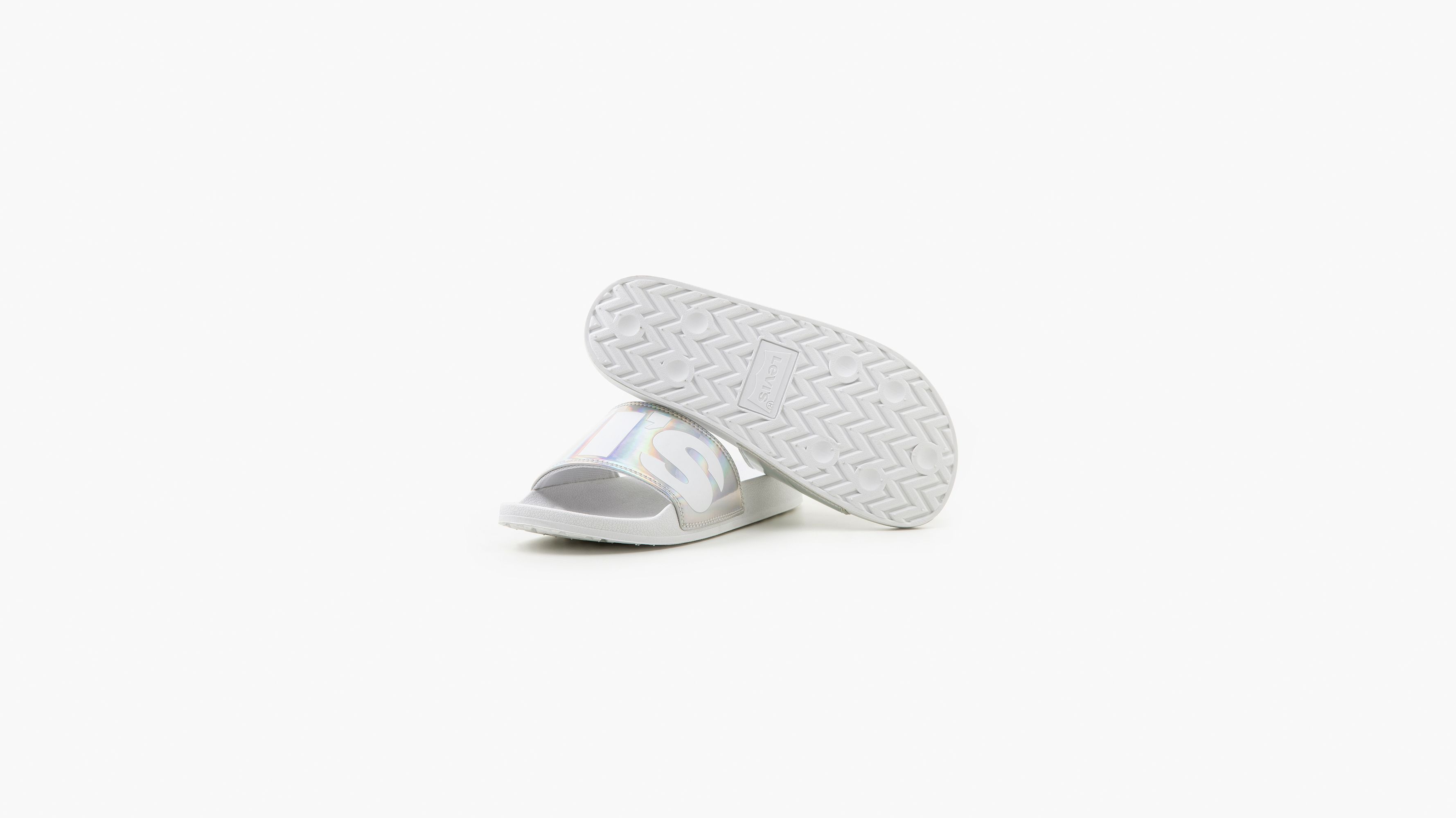 Claquettes June - Silver - Blanc