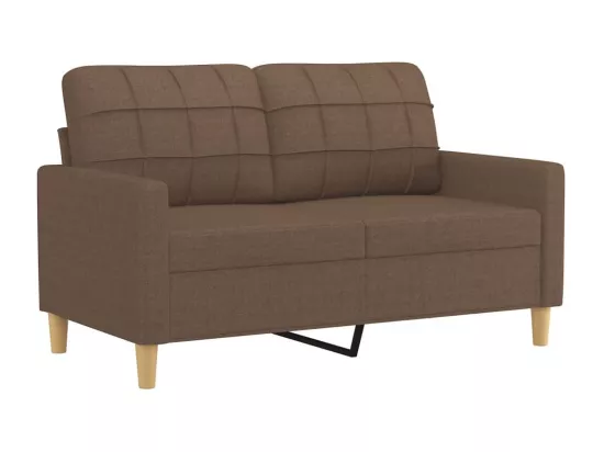 Canapé 2 places avec oreillers décoratifs marron 120 cm tissu
