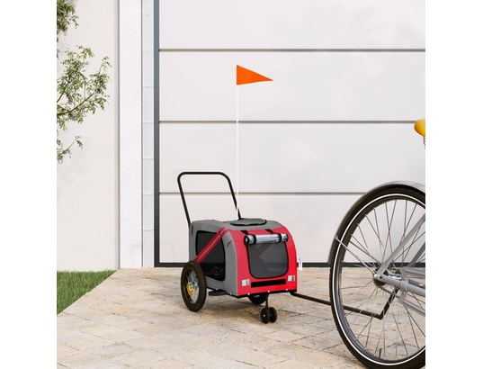 VIDAXL - Remorque de vélo pour chien rouge et noir tissu oxford et fe...