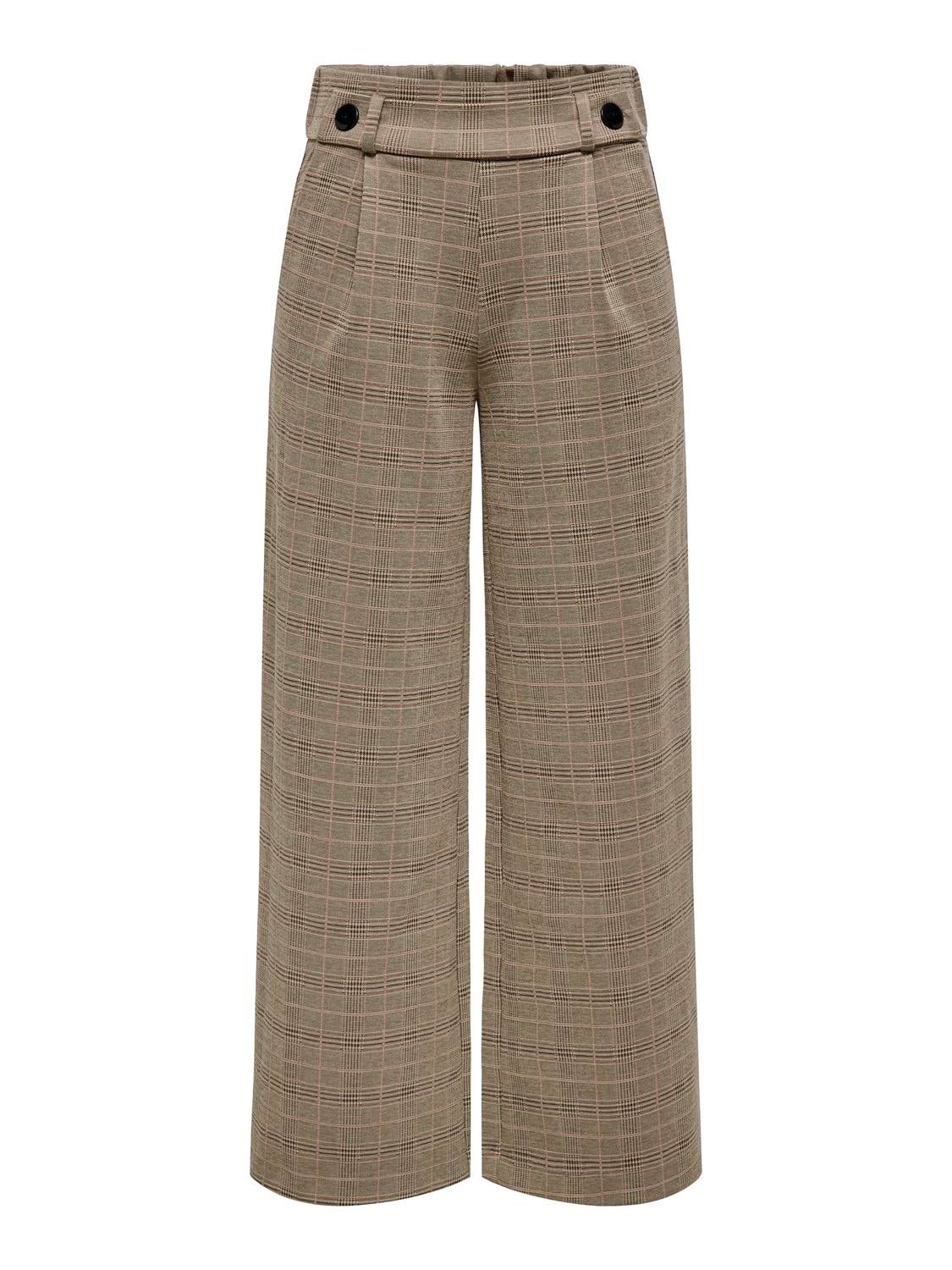 JDYGEGGO Mittlere Taille Weiter Beinschnitt Hose Walnut