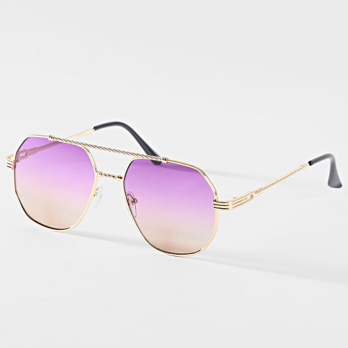 Lunettes De Soleil Doré Violet Marron Dégradé