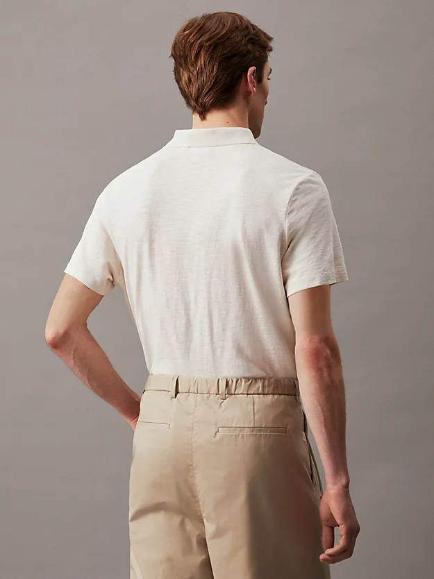 Camisa polo de algodão e linho