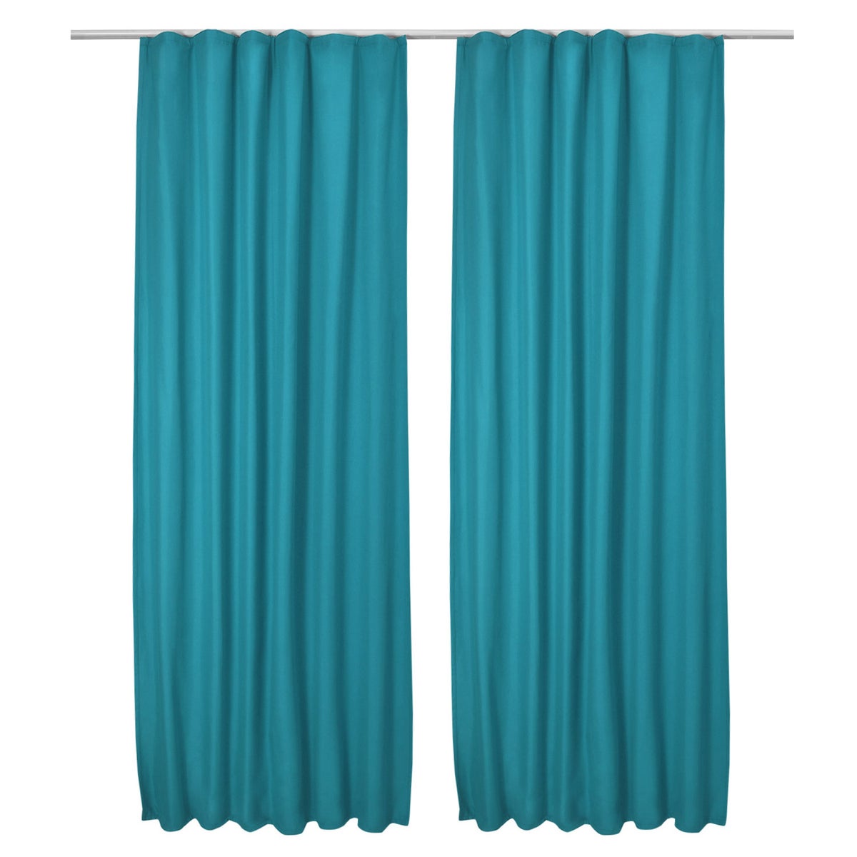 Beautissu Amelie TK gordijn met gerimpeld band 140x245cm turquoise (set van 2)
