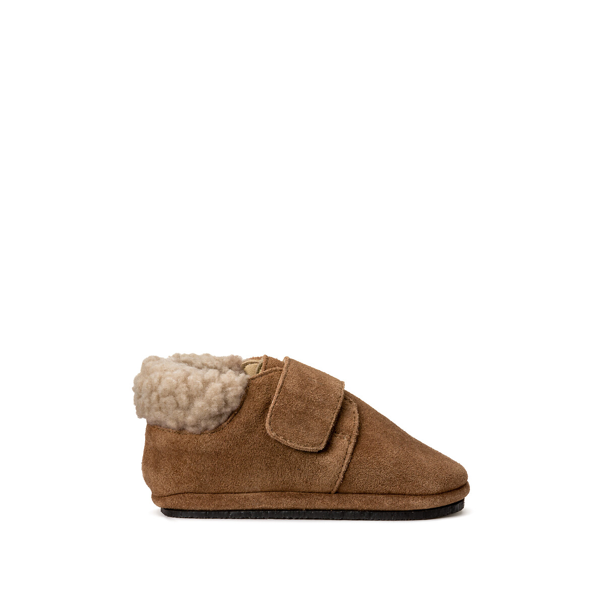 COLEÇÕES LA REDOUTE<br>Pantufas de couro quentinhas e fáceis de calçar com velcro