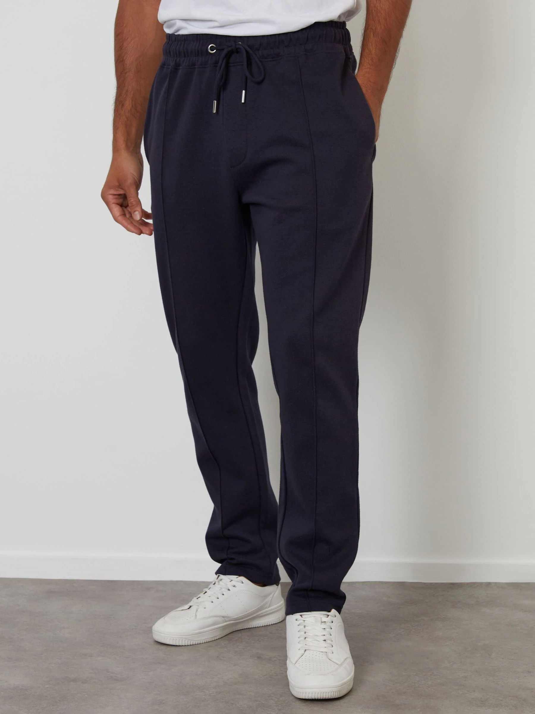 Marineblauw - Threadbare Pintuck Pique Joggers