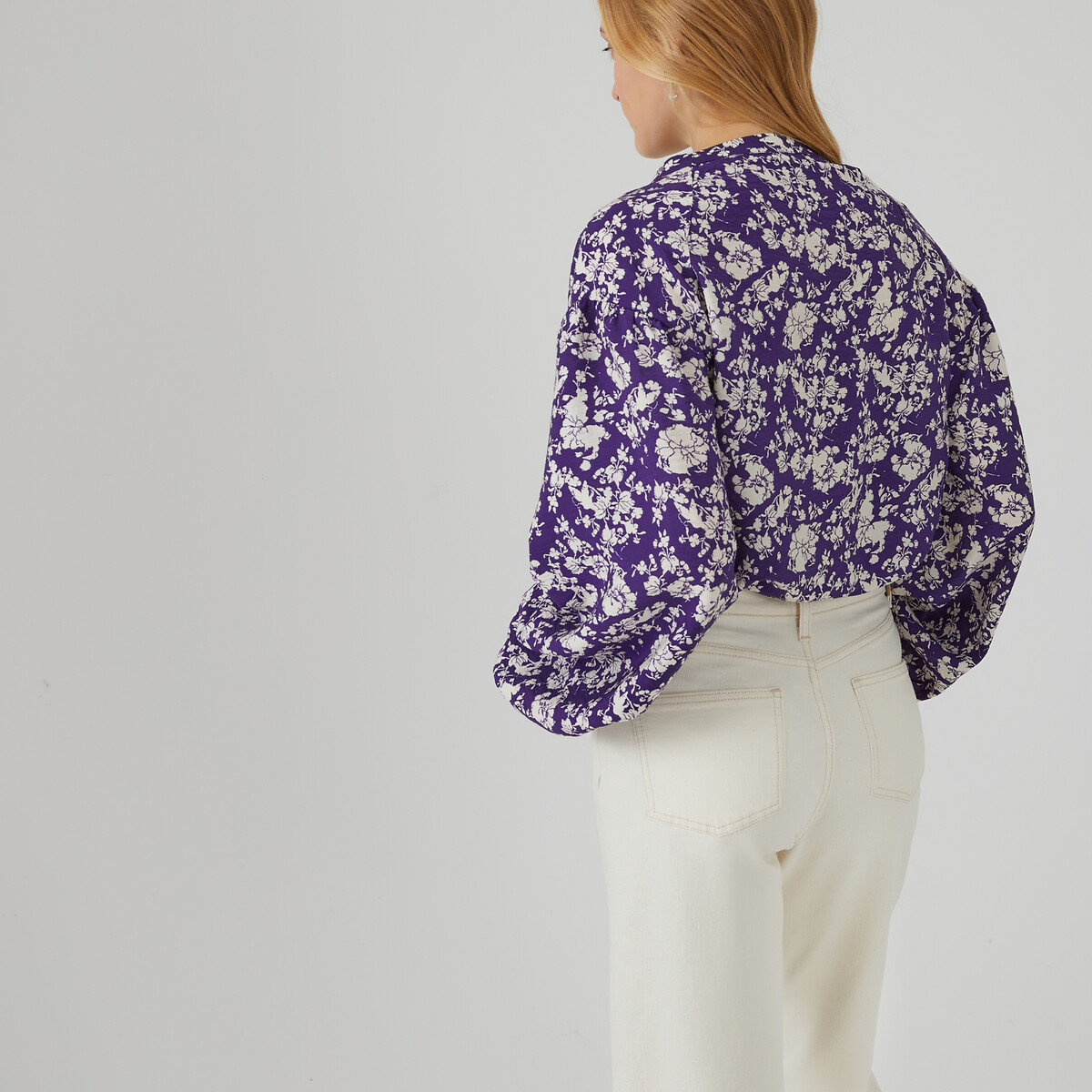 COLEÇÃO LA REDOUTE<br>Blusa solta com decote em V e mangas compridas