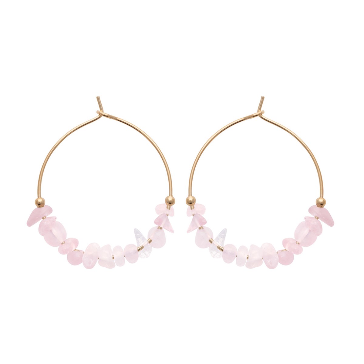 Créoles Brillaxis perles quartz rose