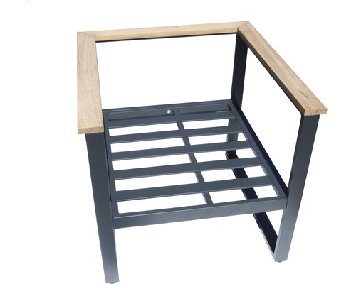 Garden Place Cleo aluminium-houten tuinmeubelset, 6-zits, bestaande uit: 2 banken, fauteuil, tafel inclusief kussens, aluminium antraciet, hout