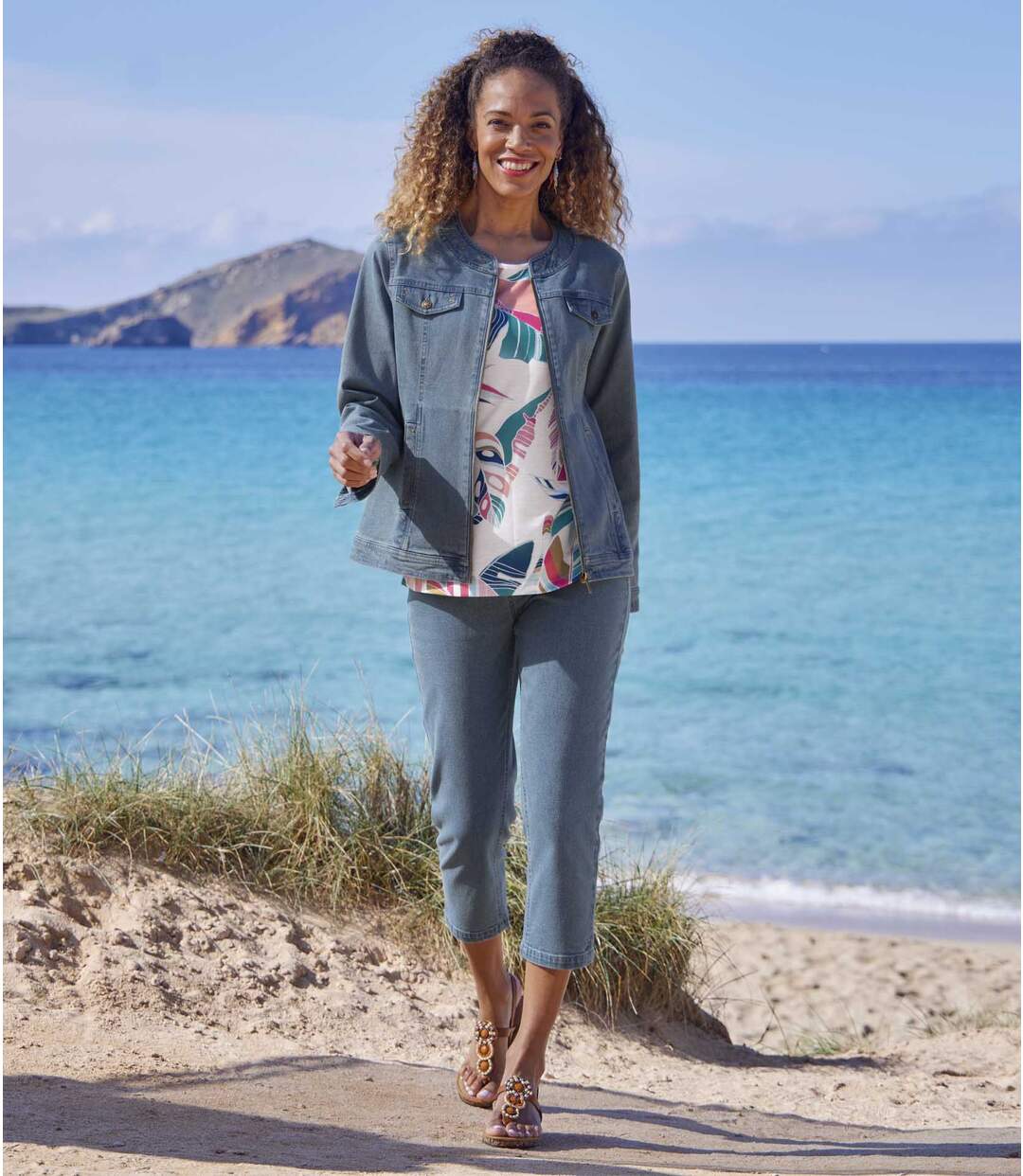 Pantalon Jegging 7/8e en Jean Stretch à Rivets