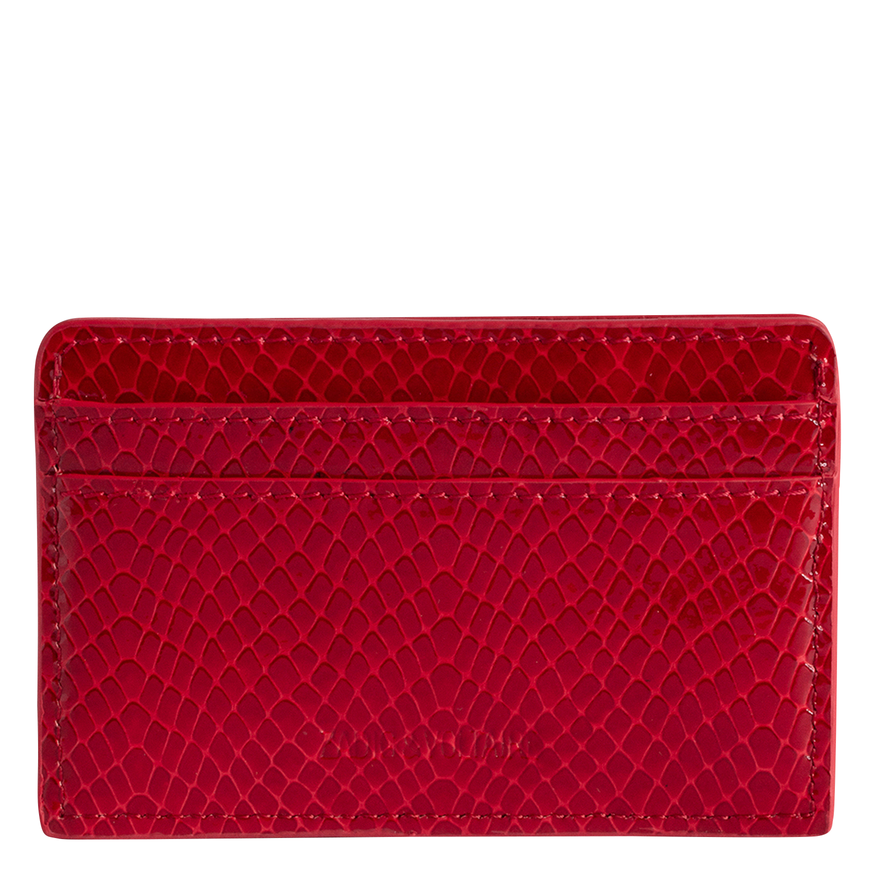 ZV PASS - Porte-cartes embossé python en cuir | Rouge