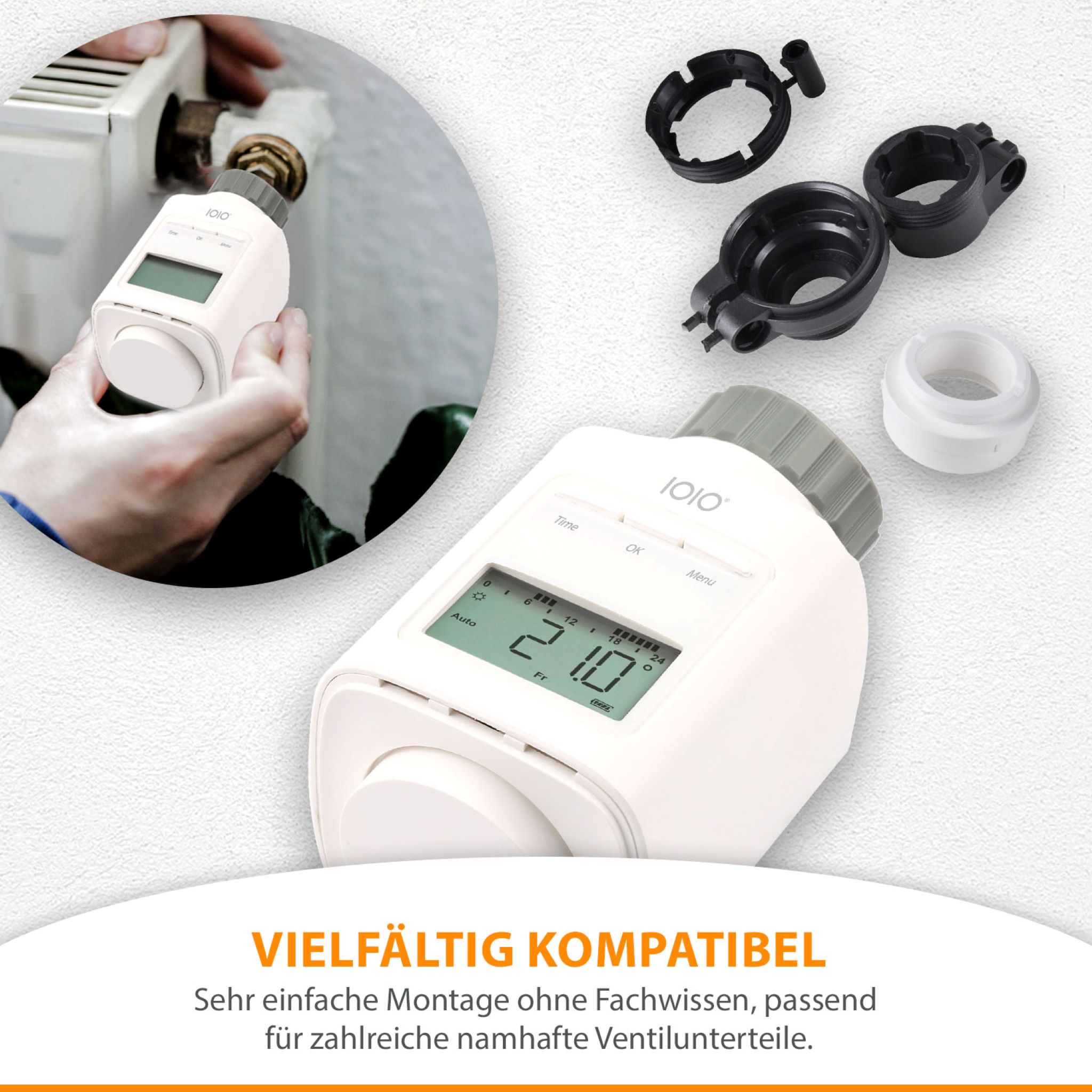 3 Stück IOIO HT 2000Elektronischer Thermostat Heizkörperthermostat spart bis 30% Heizkosten