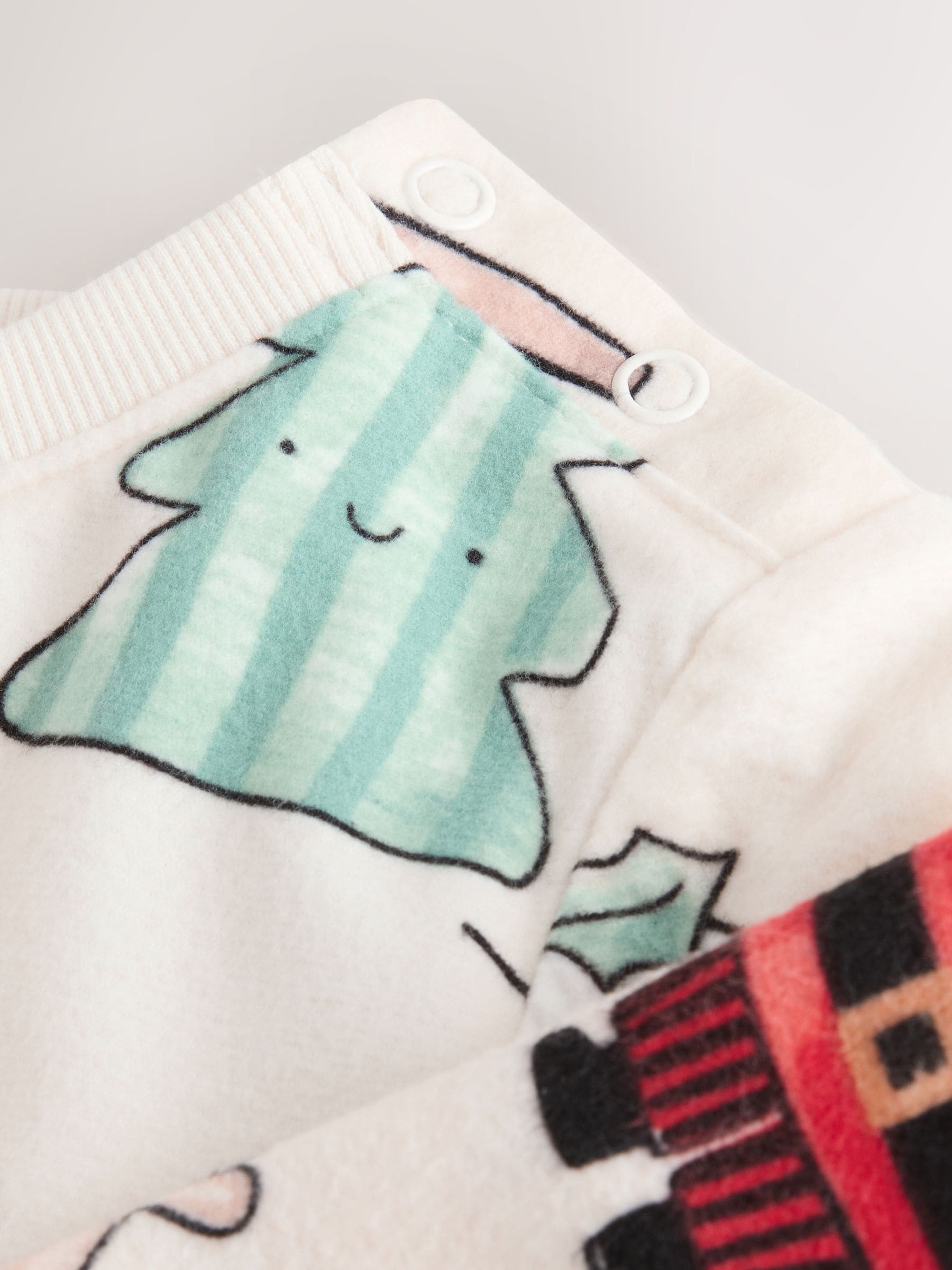 Crème - Enkele behaaglijke fleece kerstpyjama (9mnd -10jr)