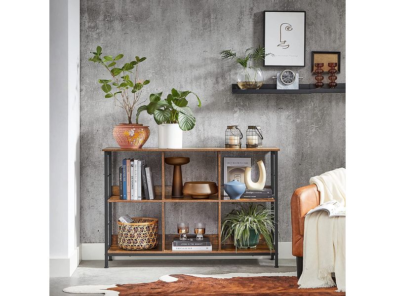 VASAGLE Regal Industrial Schwarz Regal für das Wohnzimmer mit 6 Fächern