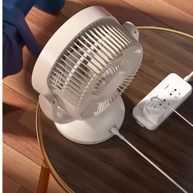 (29x25cm) USB Bodenventilator Tragbarer Desktop Ventilator Schreibtisch Lüfter mit 4 Geschwindigkeits Stufen – Weiss / Schwarz
