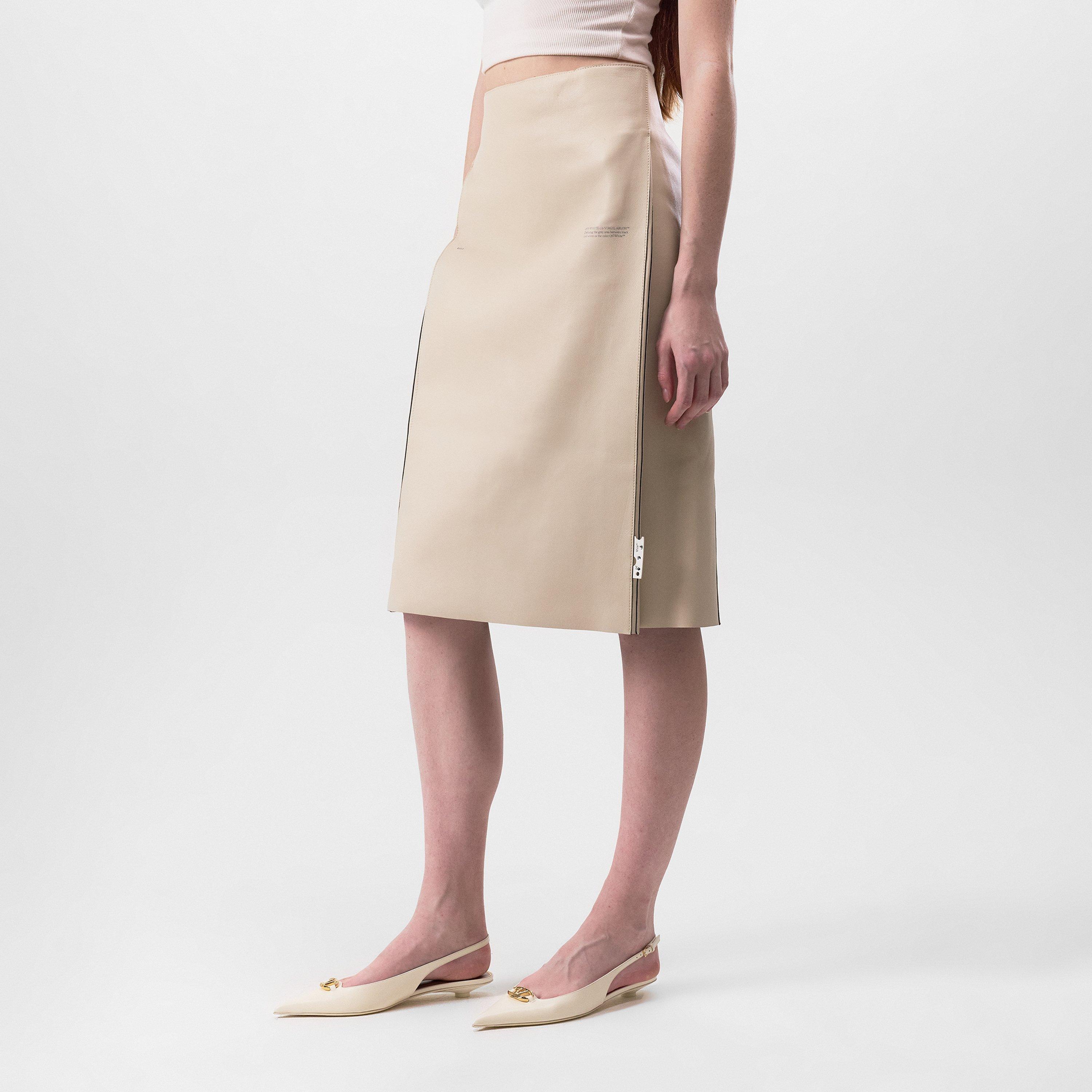 Off White Leather Skirt