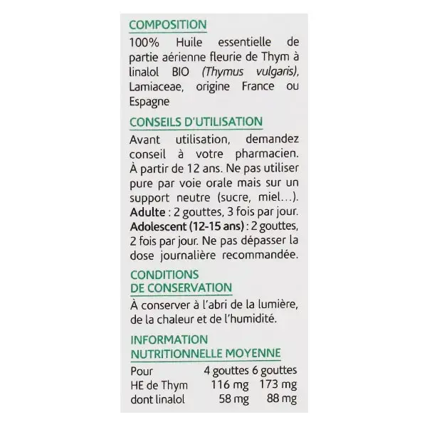 Arko Essentiel Huile Essentielle Bio Thym à Linalol N°33 5ml
