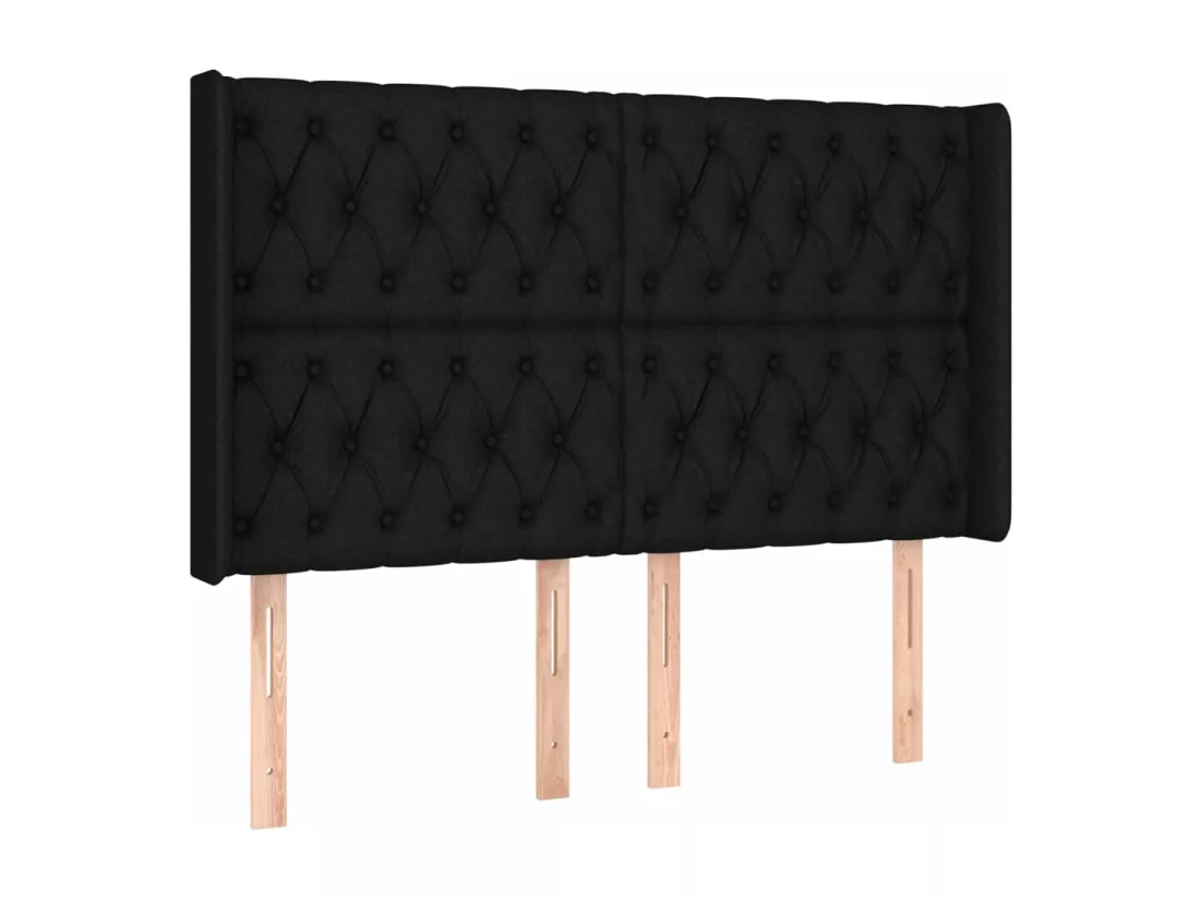 Sommier tapissier avec matelas et LED Noir 140x190 cm Tissu