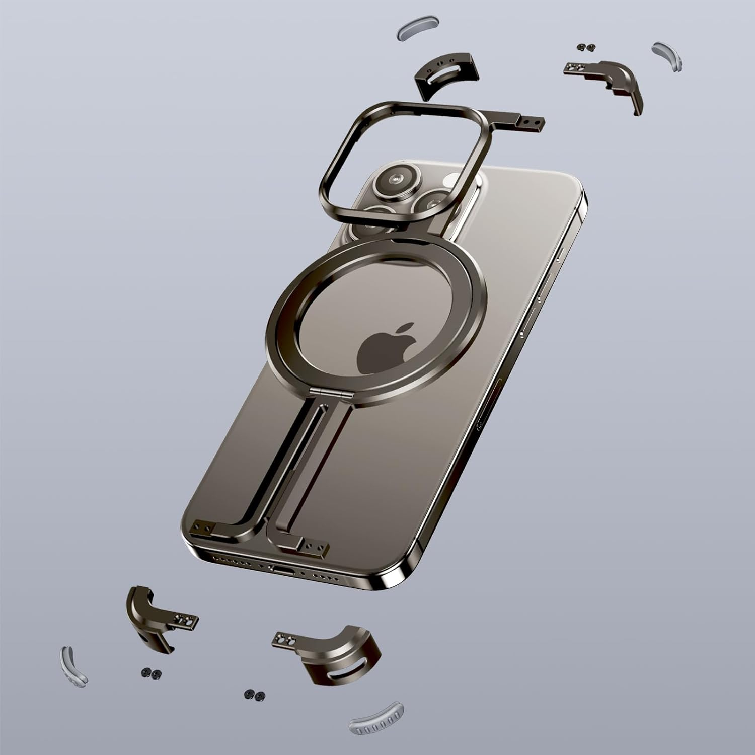 iPhone 15 Pro MagSafe Alu Slim Case Hülle mit Rahmenlosen Bumper - Champagner
