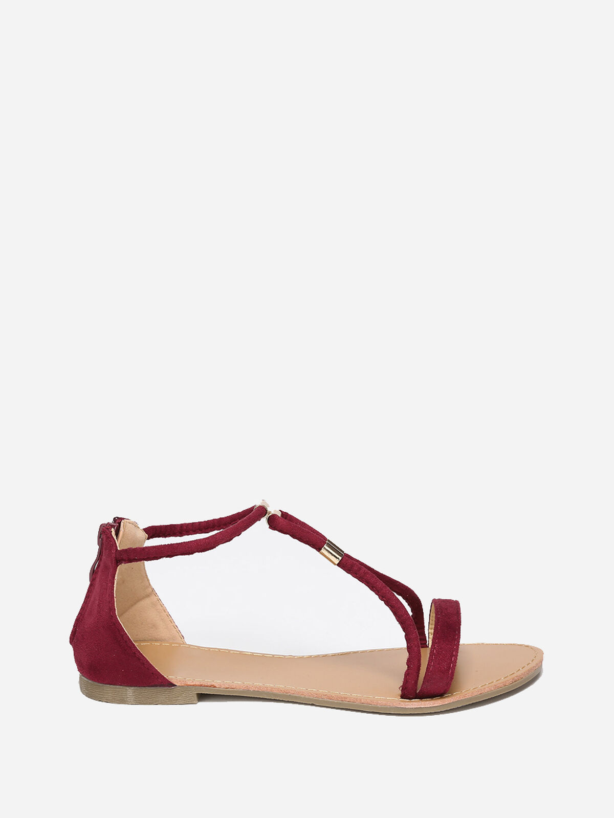 Sandales à brides détails métallisés- Bordeaux