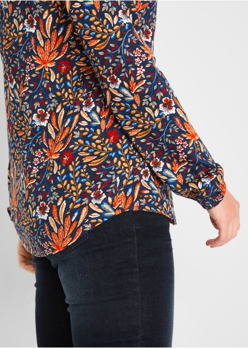T-shirt tunique imprimé, manches longues