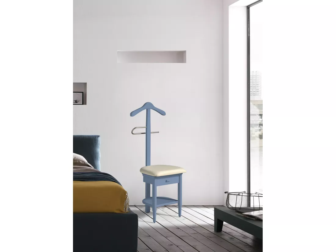 Valet de nuit - H115cm x L45cm x P41cm - hêtre massif bleu - Stanza