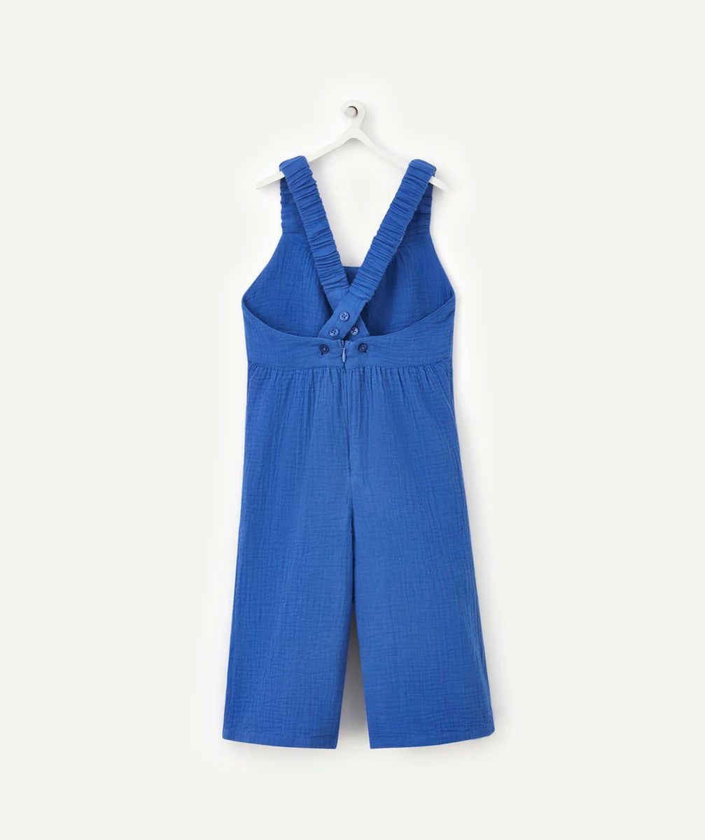 COMBIPANTALON ÉVOLUTIVE FILLE BLEUE EN GAZE DE COTON