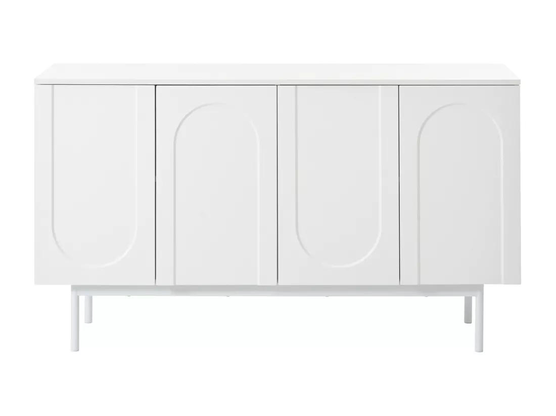 Buffet moderne avec étagères réglables - portes à motif d'arc - MDF - Blanc