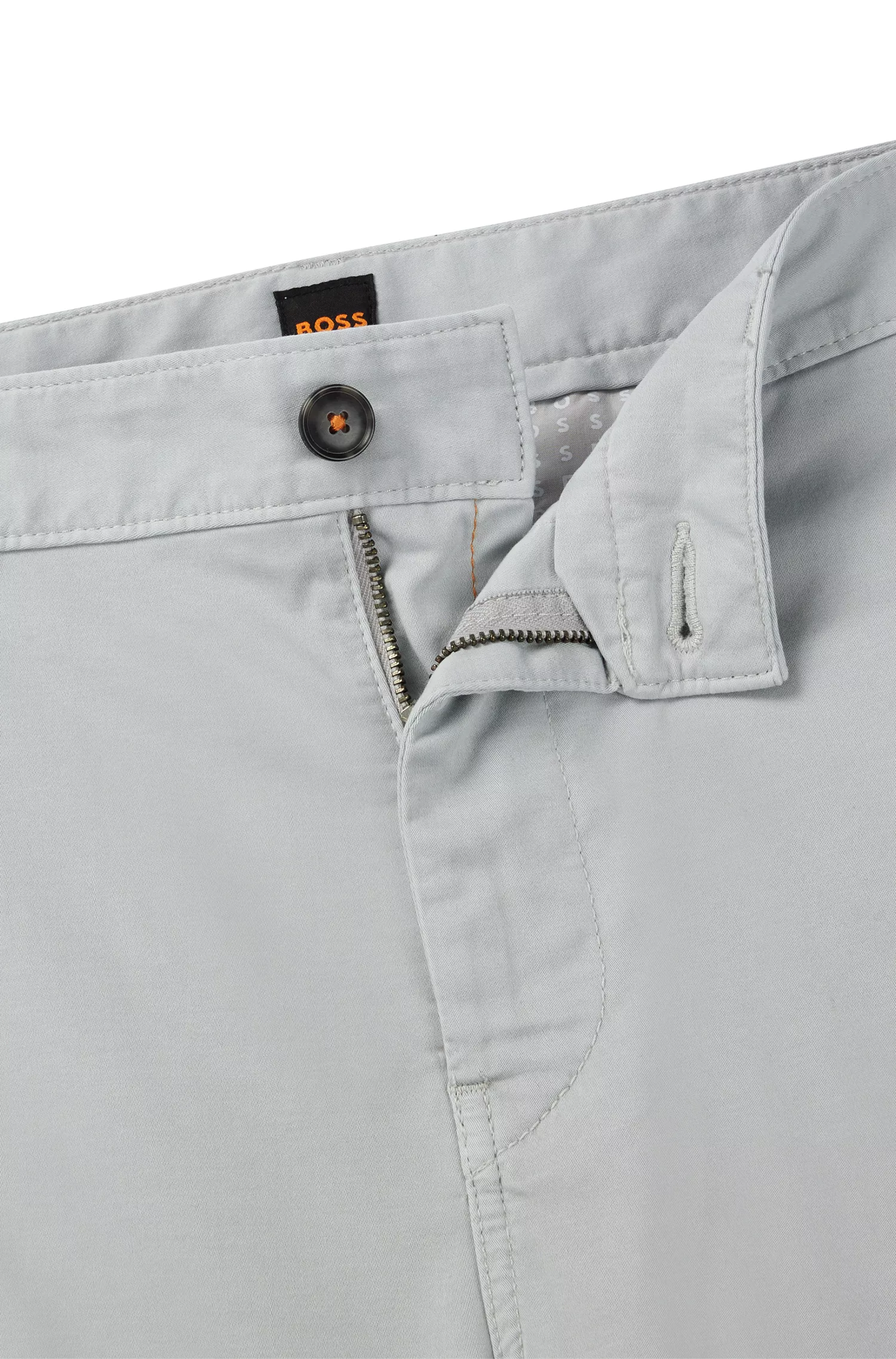 Calça cargo BOSS laranja, corte regular, em cetim de algodão elástico.