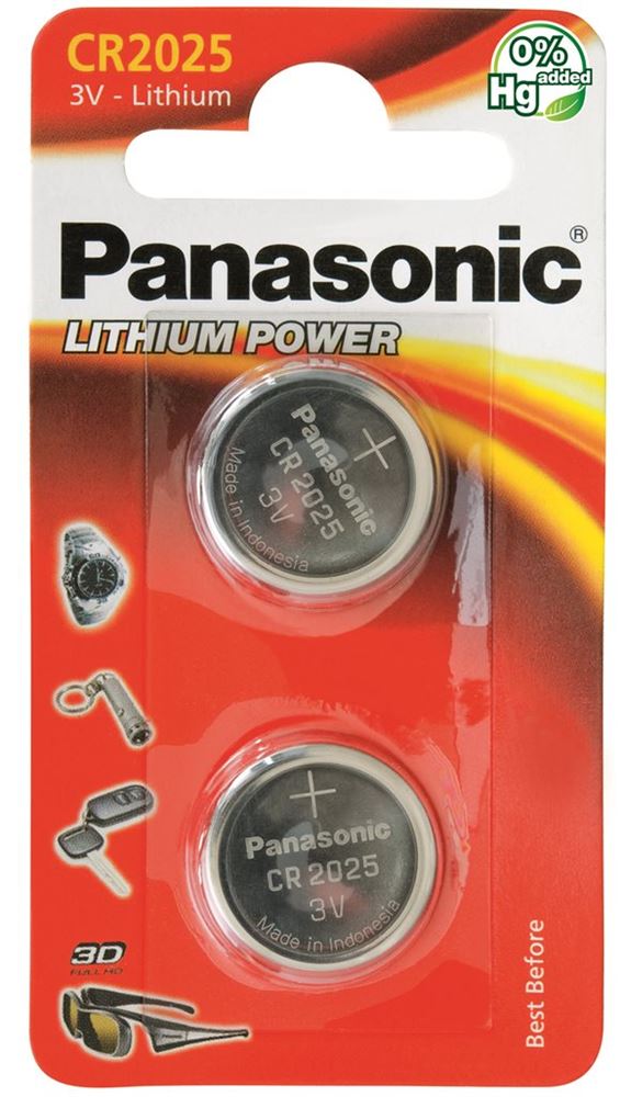 PANASONIC Batterien Knopfzelle<br>2 Stück, Blister, CR2025