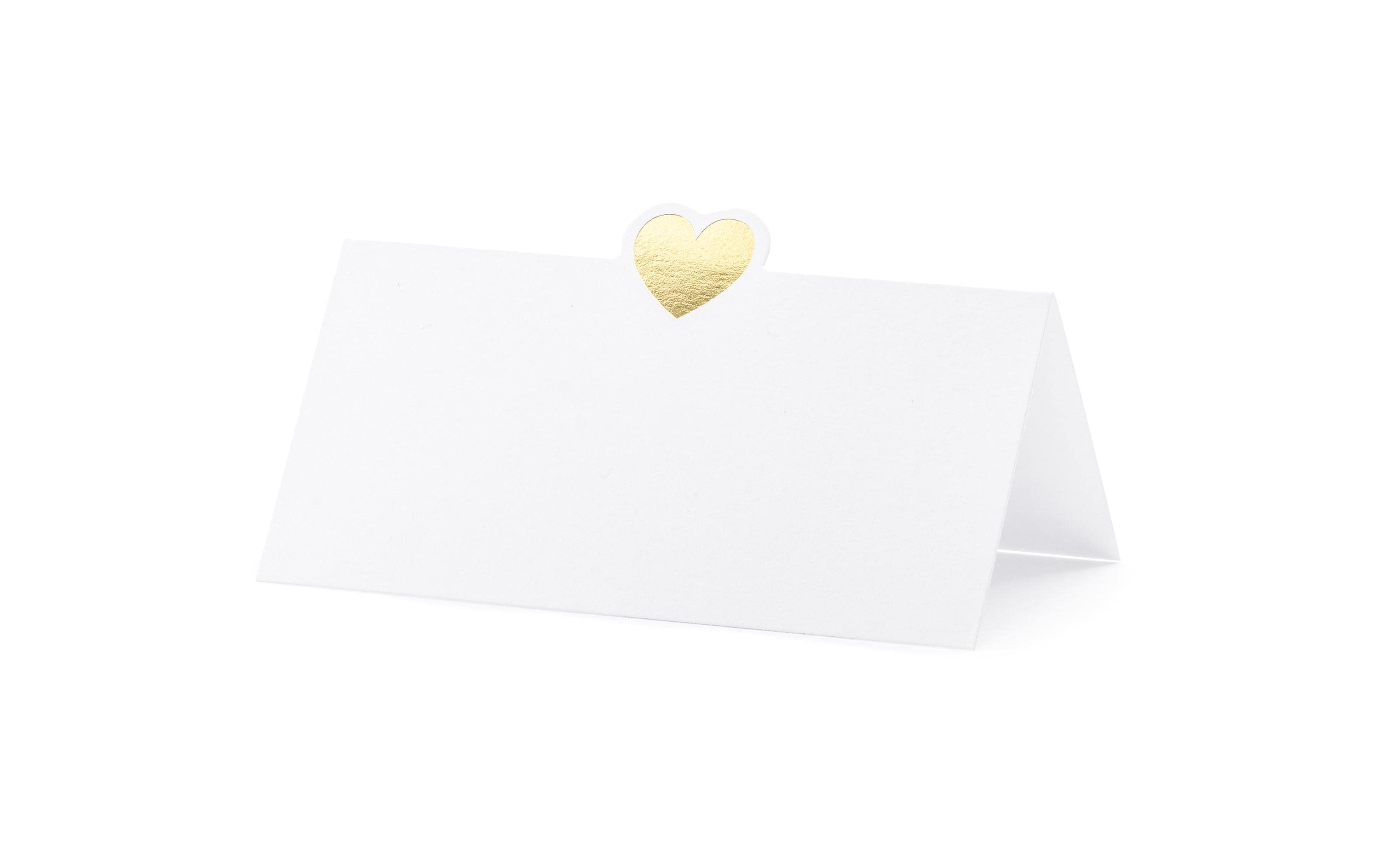 Tischkarte Herz 10 x 5 cm, 10 Stück, GoldPlatzkarte für den gedeckten Tisch an der Hochzeit und Festen wie Geburtstagspartys oder Silvester